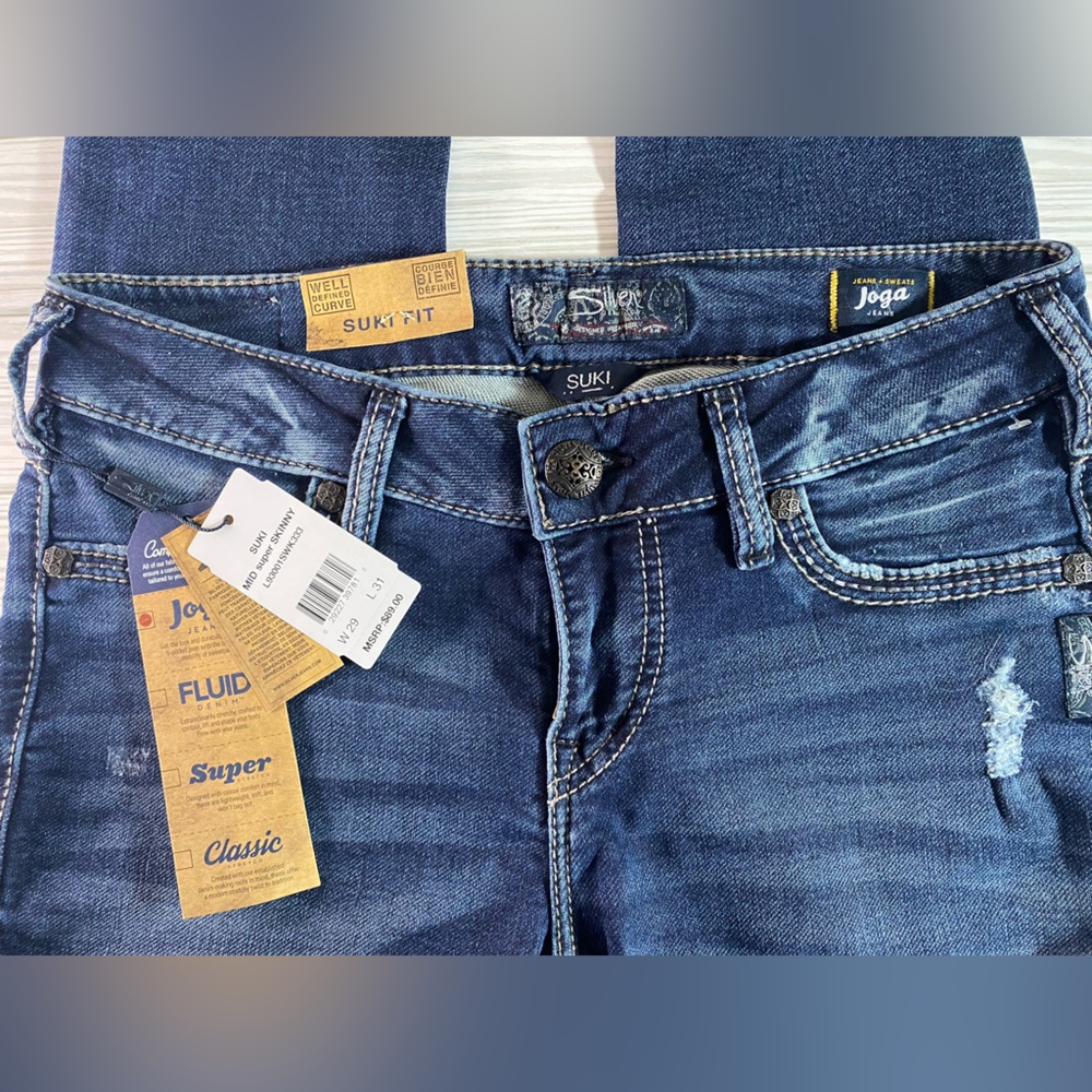 Women’s Classic Blue Jeans - Dark Wash - Picture 7 of 7